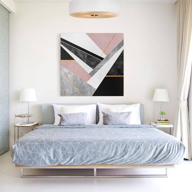 Canvas art Black And White Geometry With Gold