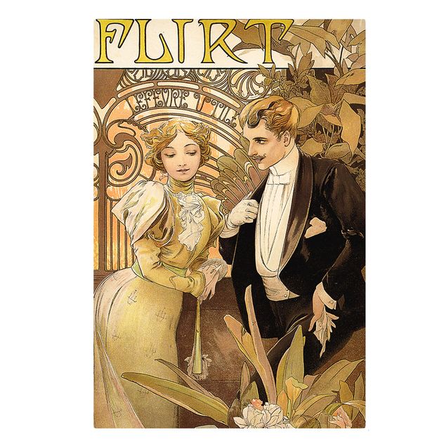 Canvas prints art print Alfons Mucha - Advertising Poster For Flirt Biscuits