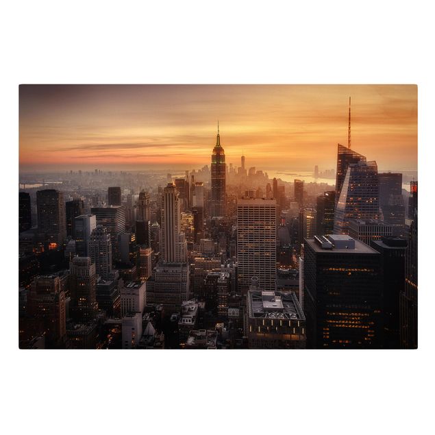 Modern art prints Manhattan Skyline Evening