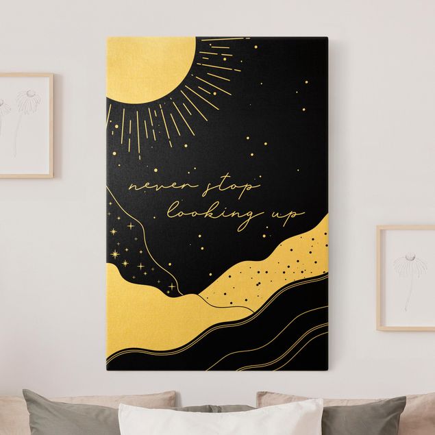 Quote wall art Starry landscape - Never Stop Looking Up