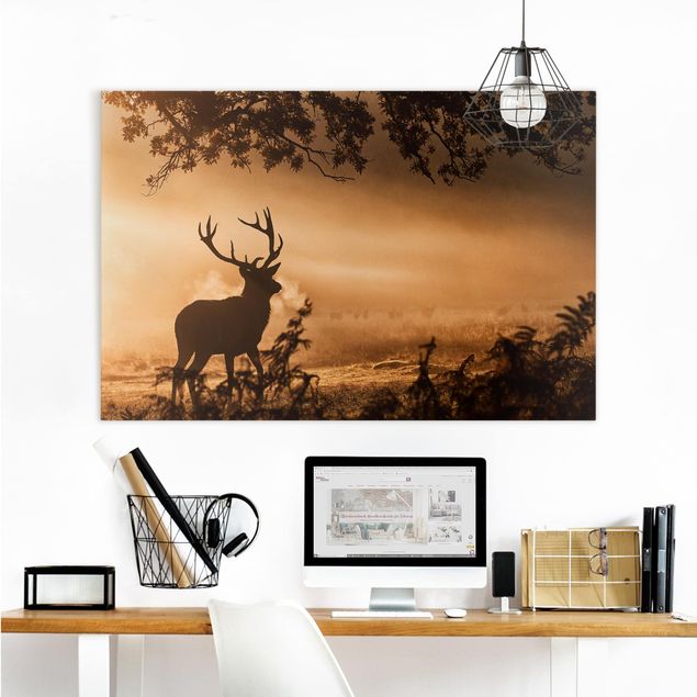 Prints landscape Deer In The Winter Forest