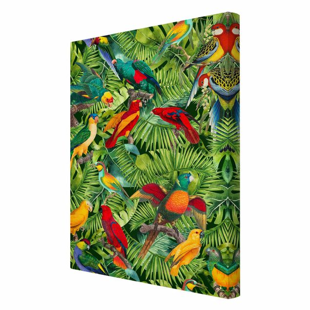 Animal wall art Colourful Collage - Parrots In The Jungle