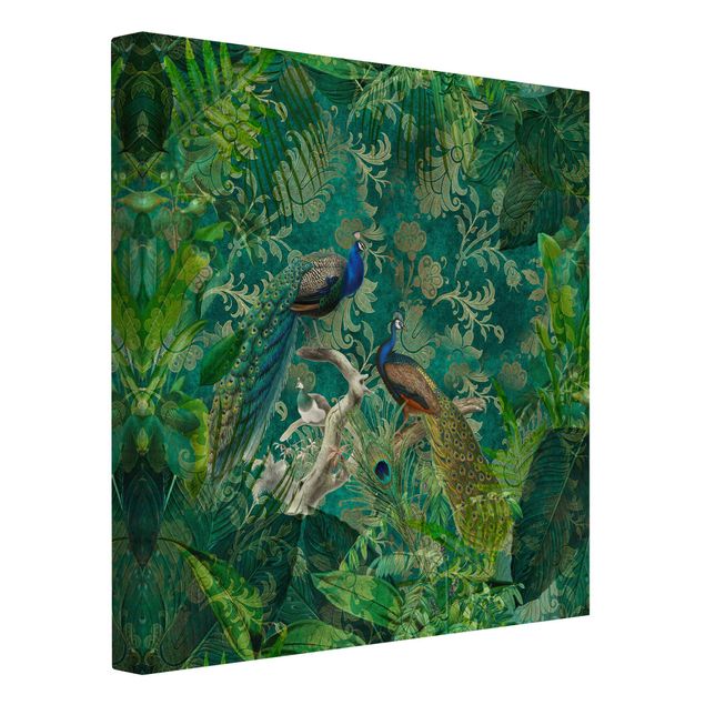 Canvas prints art print Shabby Chic Collage - Noble Peacock II