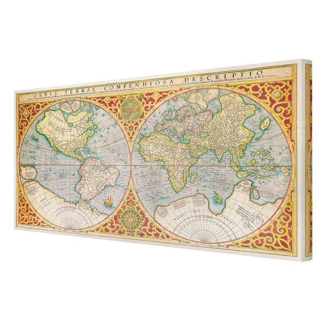 Prints Historic World Map Orbis Descriptio Terrare Compendiosa