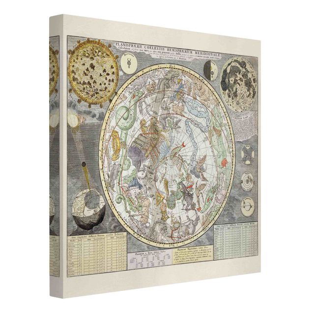 World map canvas Vintage Ancient Star Map