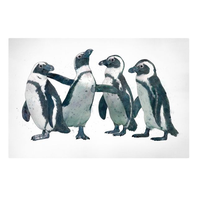 Canvas prints art print Illustration Penguins Black And White Watercolour