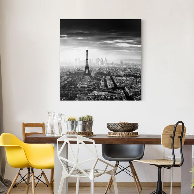 Paris canvas The Eiffel Tower From Above Black And White