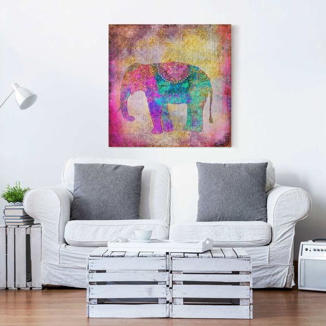 Canvas elefant Colourful Collage - Indian Elephant
