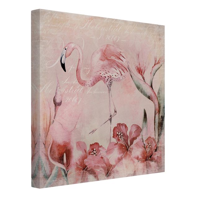 Canvas art prints Shabby Chic Collage - Flamingo