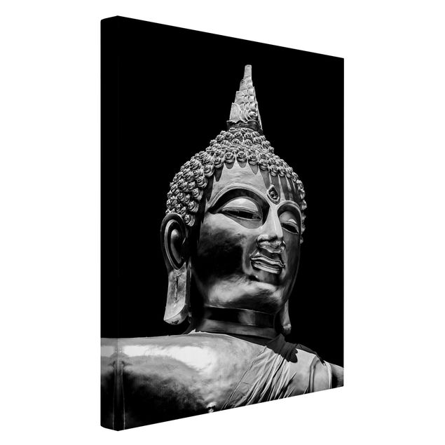 Black and white canvas art Buddha Statue Face
