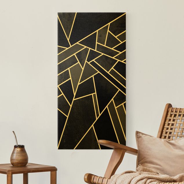Art prints Golden Geometry - Black Triangles