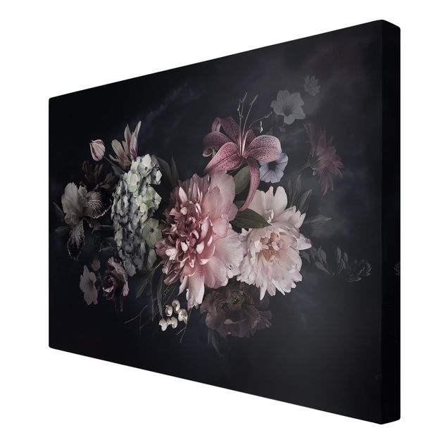 Prints black Flowers With Fog On Black