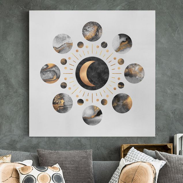 Kitchen Moon Phases Abstract Gold
