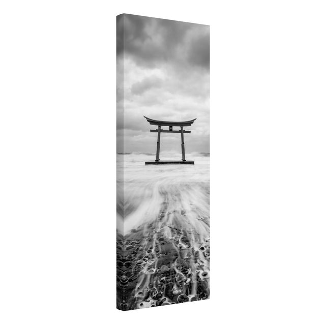 Black and white canvas art Japanese Torii In The Ocean