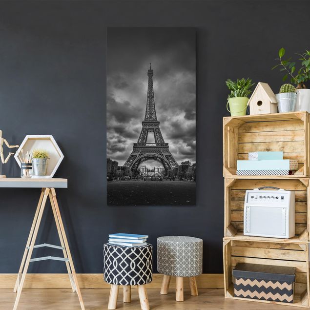 Paris wall art Eiffel Tower In Front Of Clouds In Black And White