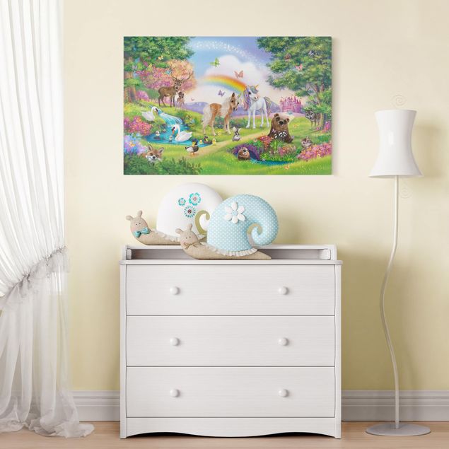 Contemporary art prints Enchanted Forest With Unicorn