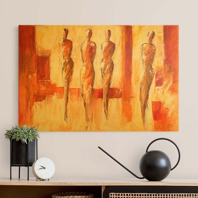 Abstract art prints Four Figures In Orange