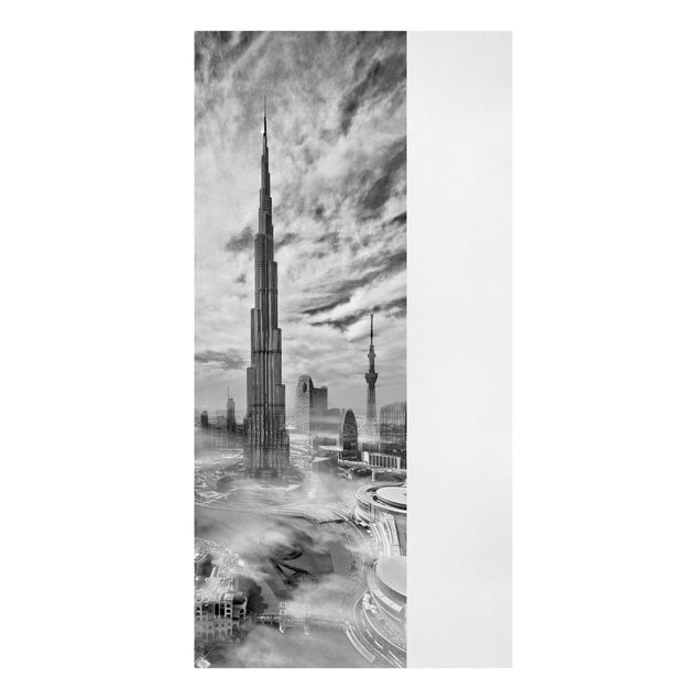 Wall art black and white Dubai Super Skyline