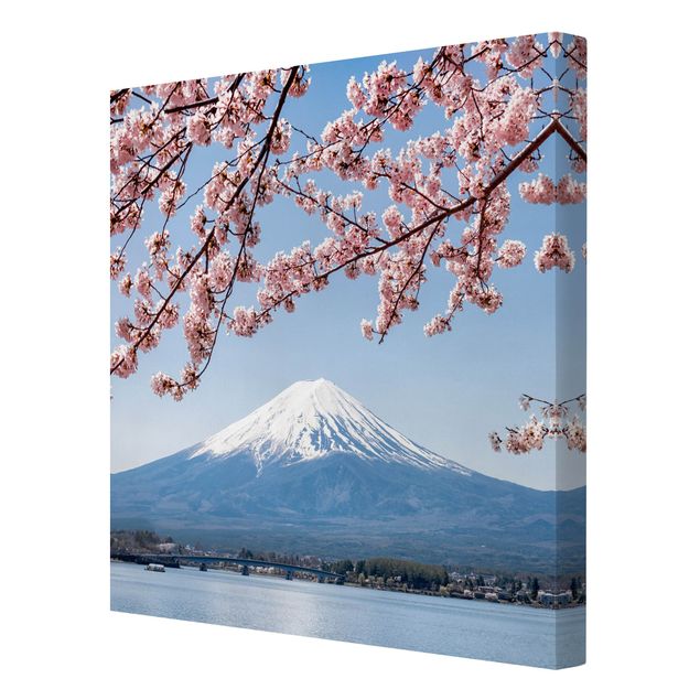 Canvas Asia Cherry Blossoms With Mt. Fuji
