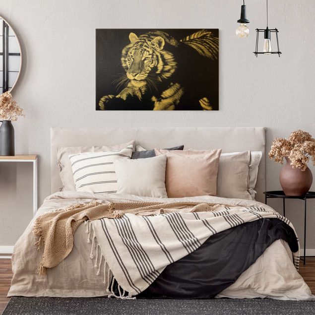 Tiger canvas wall art Tiger In The Sunlight On Black