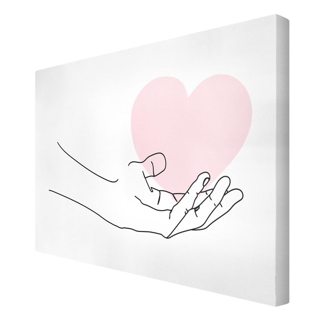 Prints pink Hand With Heart Line Art