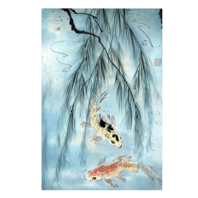 Animal canvas Japanese Watercolour Drawing Goldfish II