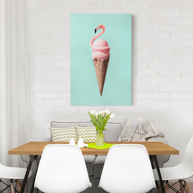 Canvas prints birds Ice Cream Cone With Flamingo
