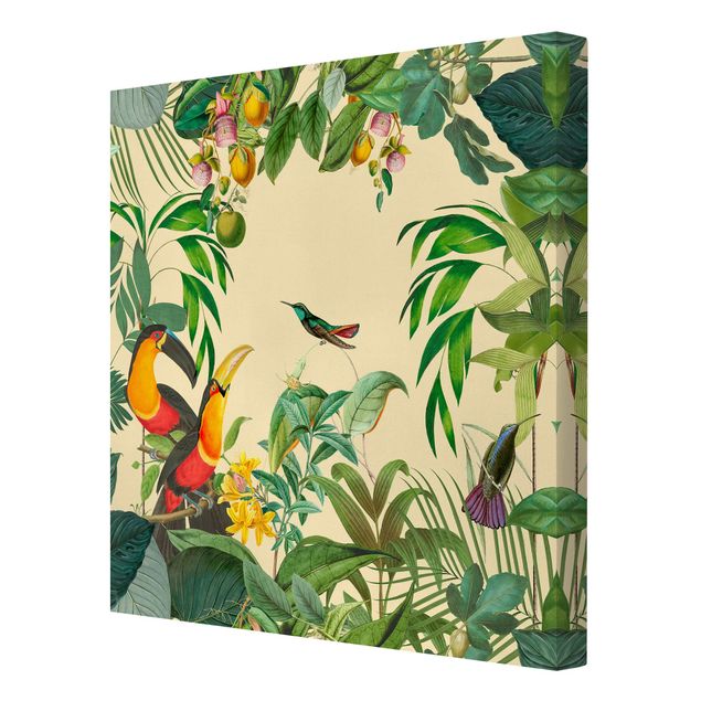 Vintage posters Vintage Collage - Birds In The Jungle
