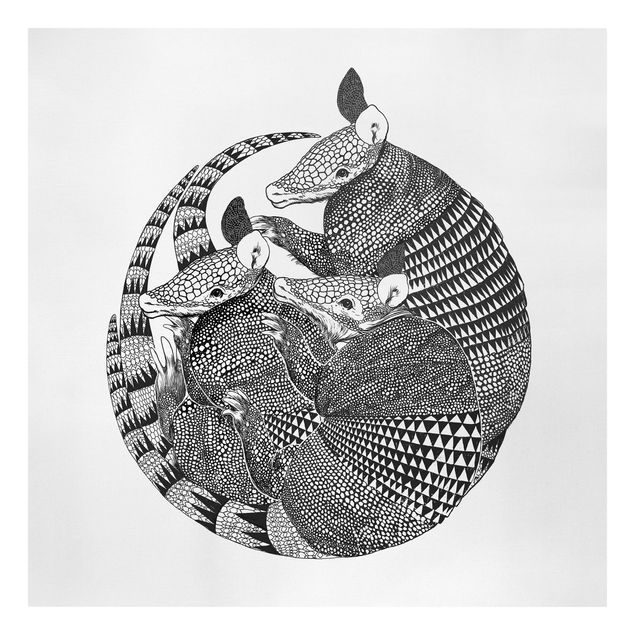 Black and white canvas art Illustration Armadillos Black And White Pattern