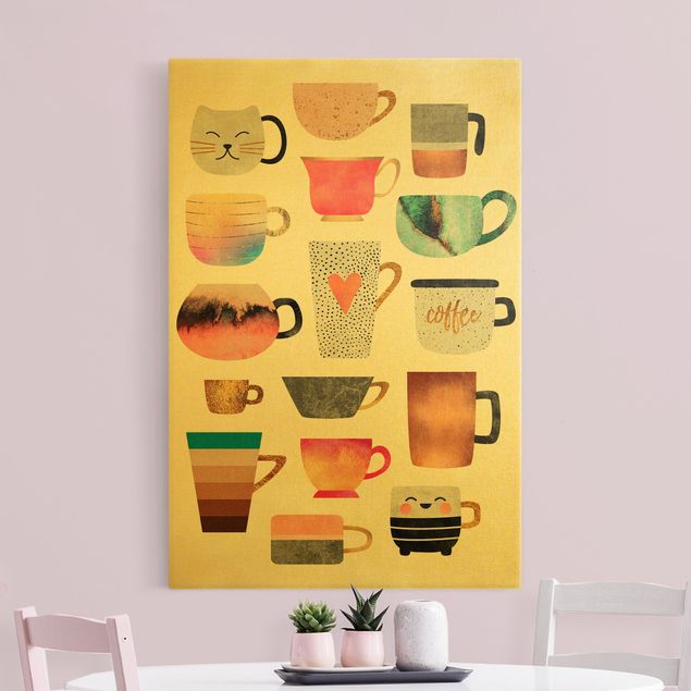 Canvas art Colourful Mugs With Gold