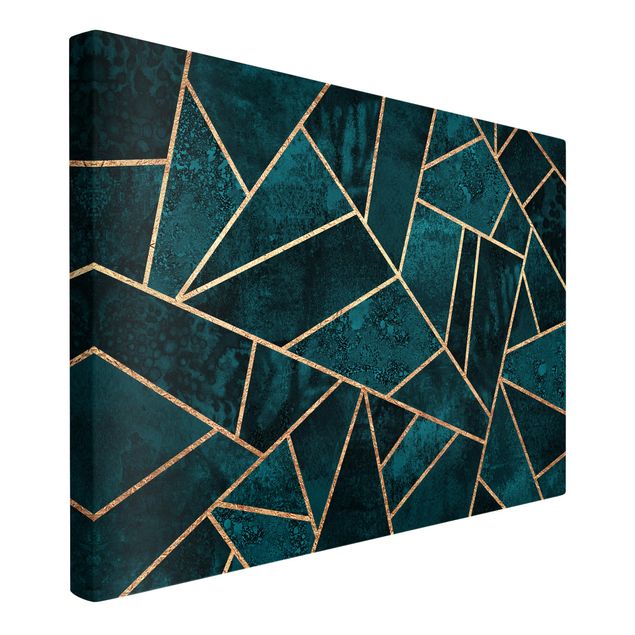 Prints abstract Dark Turquoise With Gold
