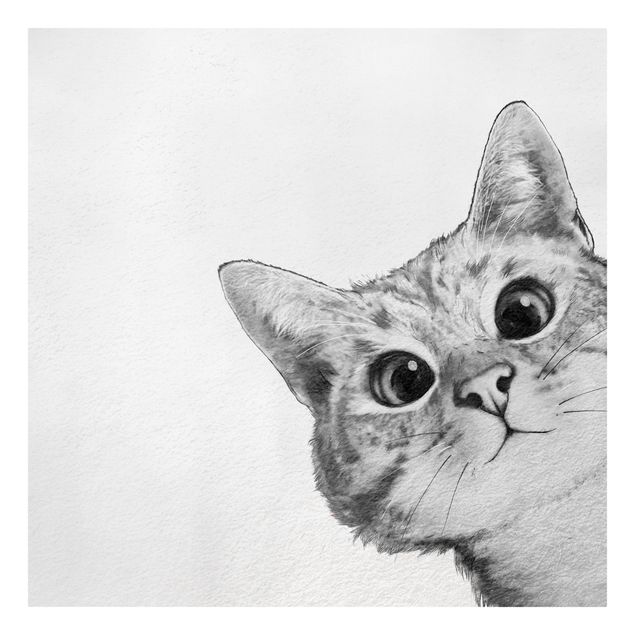 Art prints Illustration Cat Drawing Black And White
