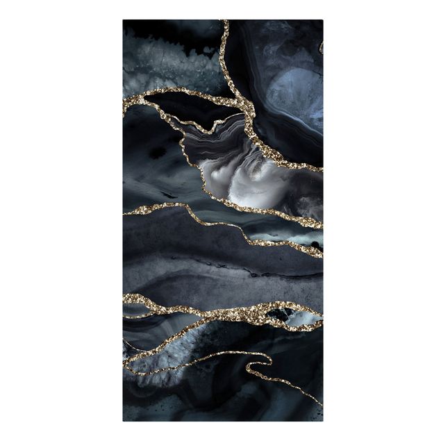 Abstract art prints Black With Glitter Gold