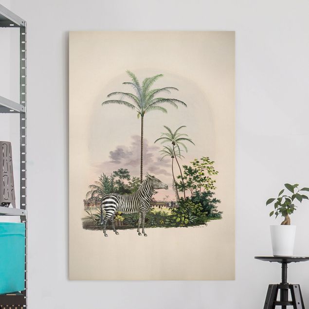 Kitchen Zebra Front Of Palm Trees Illustration