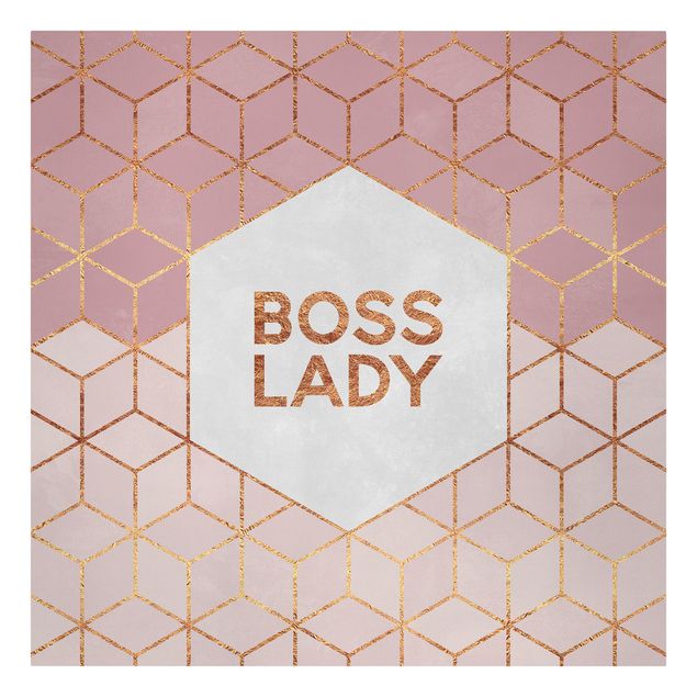 Prints quotes Boss Lady Hexagons Pink
