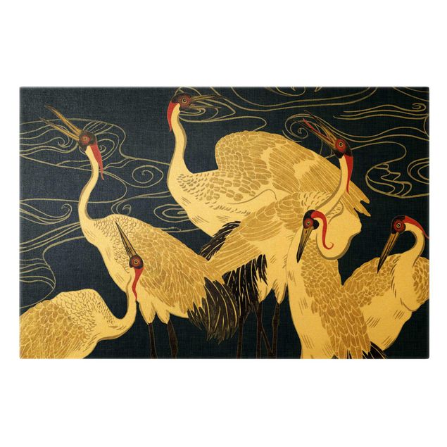 Canvas prints animals Crane With Golden Feathers II