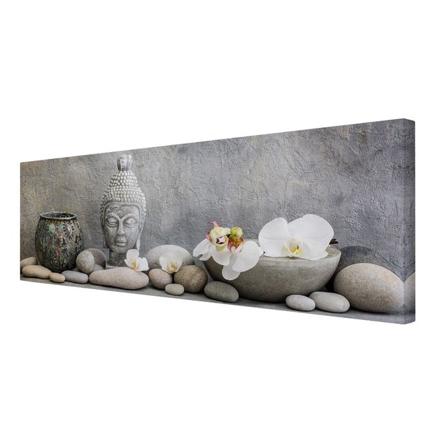 Contemporary art prints Zen Buddha With White Orchids