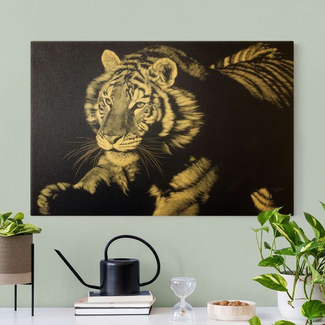 Tiger art print Tiger In The Sunlight On Black