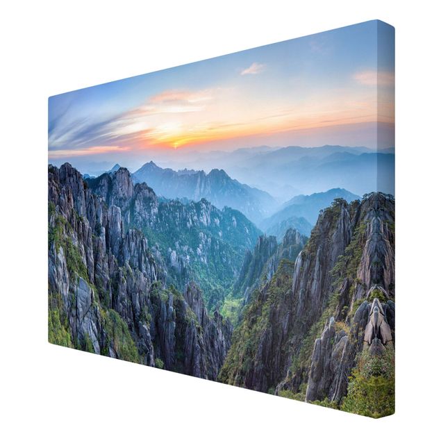 Canvas Asia Rising Sun Over The Huangshan Mountains
