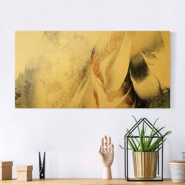 Kitchen Golden Abstract Winter Painting