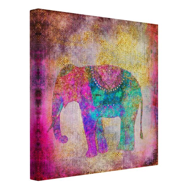 Art prints Colourful Collage - Indian Elephant
