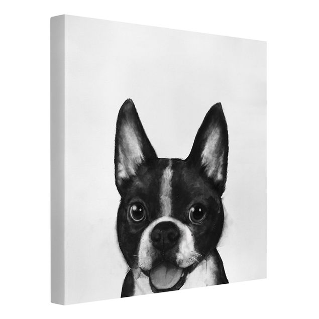 Canvas art Illustration Dog Boston Black And White Painting