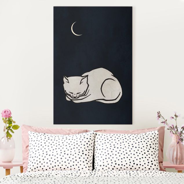 Kitchen Sleeping Cat Illustration