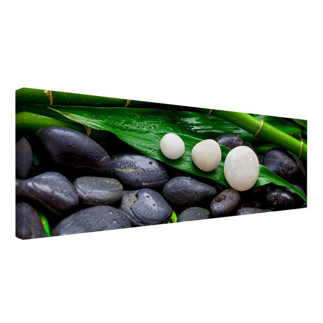 Canvas stone Green Bamboo With Zen Stones