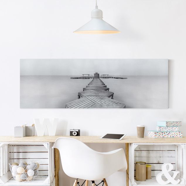 Landscape wall art Wooden Pier In Black And White