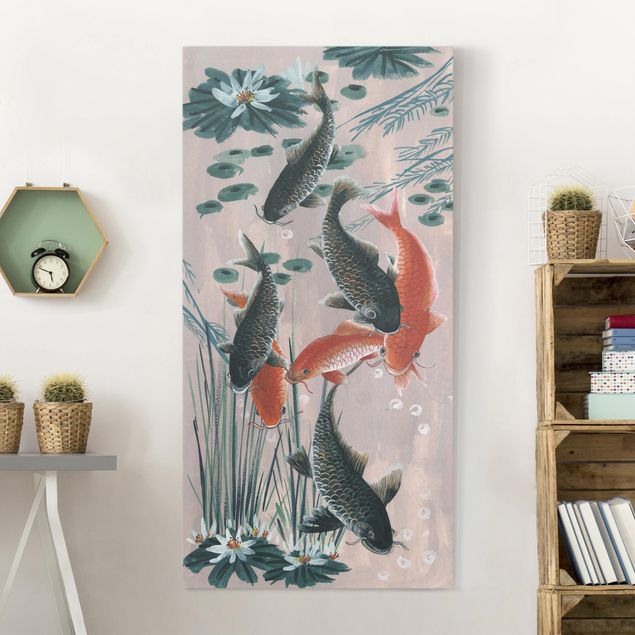 Canvas prints fishes Asian Painting Koi In Pond II
