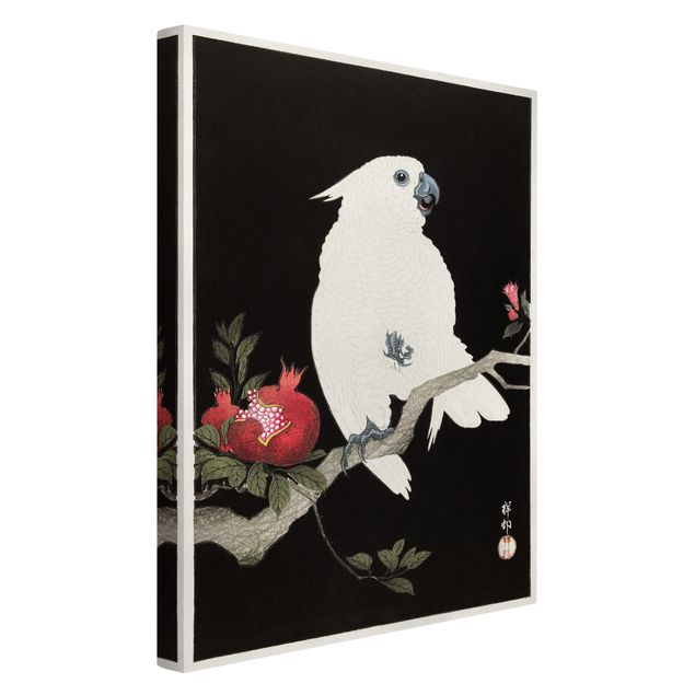 Canvas black and white Asian Vintage Illustration White Cockatoo