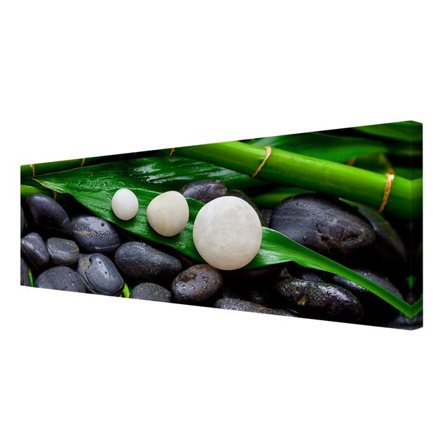 Canvas prints art print Green Bamboo With Zen Stones