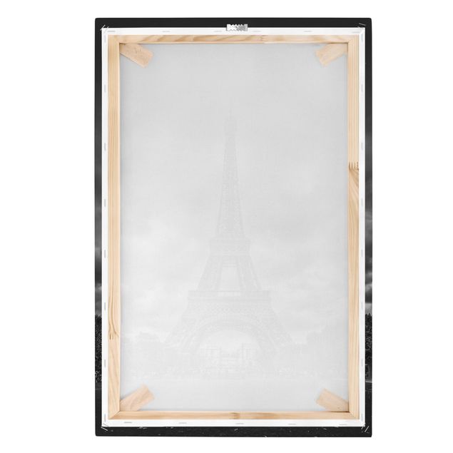 Black and white art Eiffel Tower In Front Of Clouds In Black And White