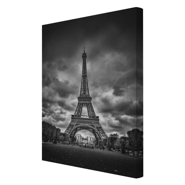 Skyline prints Eiffel Tower In Front Of Clouds In Black And White